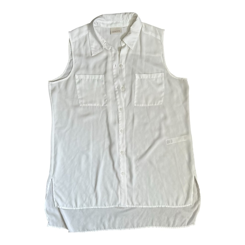 Chicoโs Sleeveless Button Down Blouse White Size Chicoโs 2